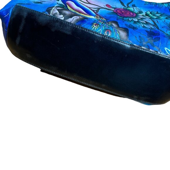 Artistic  Expression by sharif  Hand-Painted Leather Peacock Handbag with  Walle - Picture 9 of 16